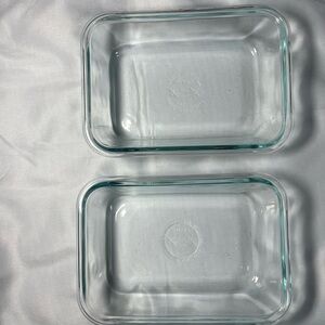 Lot 2 Vintage Pyrex Blue/Aqua Tinted Glass 2 Cup Rectangular Baking Dish #8602